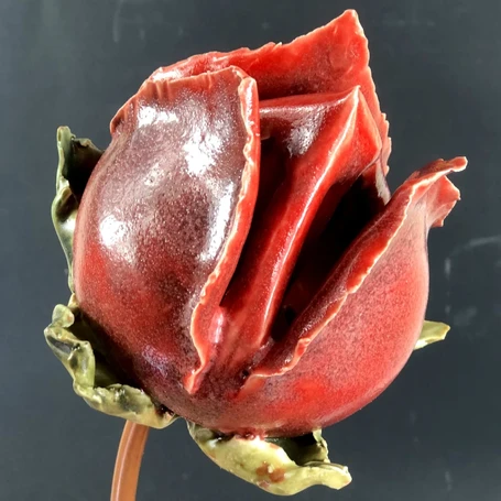 Ceramic Rosebud red glaze