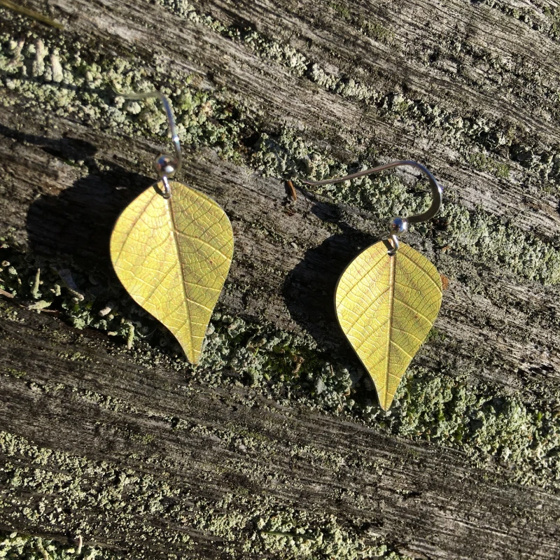 Silver Birch leaf earrings