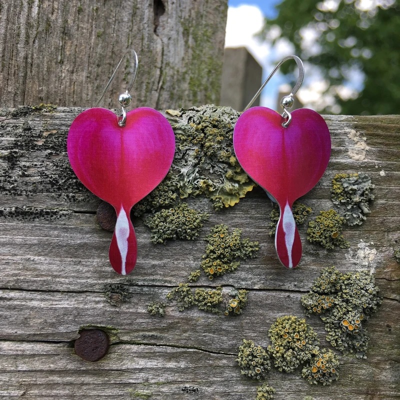 Bleeding Heart flower earrings