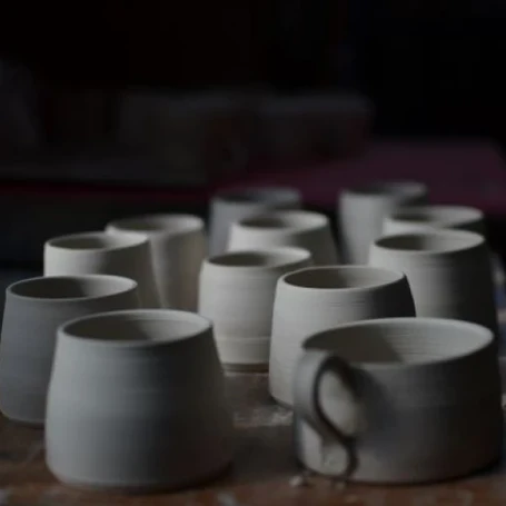 Ceramic cups ready to fire