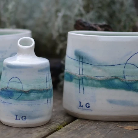 Ceramic handmade Cup - Sea inspired coloured glaze