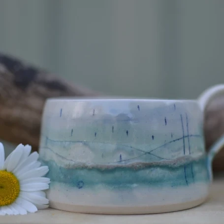 Ceramic handmade Cup - Sea inspired coloured glazes