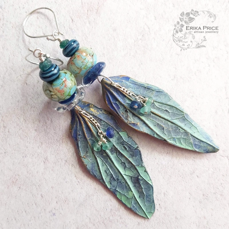 Turquoise & Aqua Leaf Earrings (SON 400)