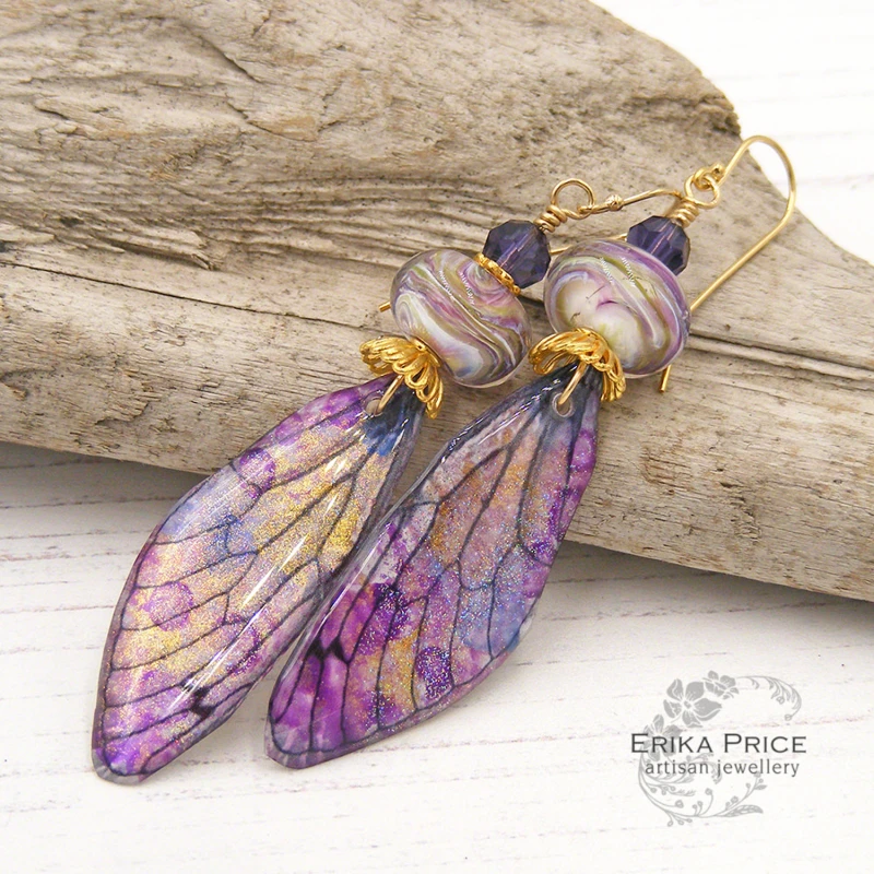 Purple Shimmer Wing Earrings (SON 336)