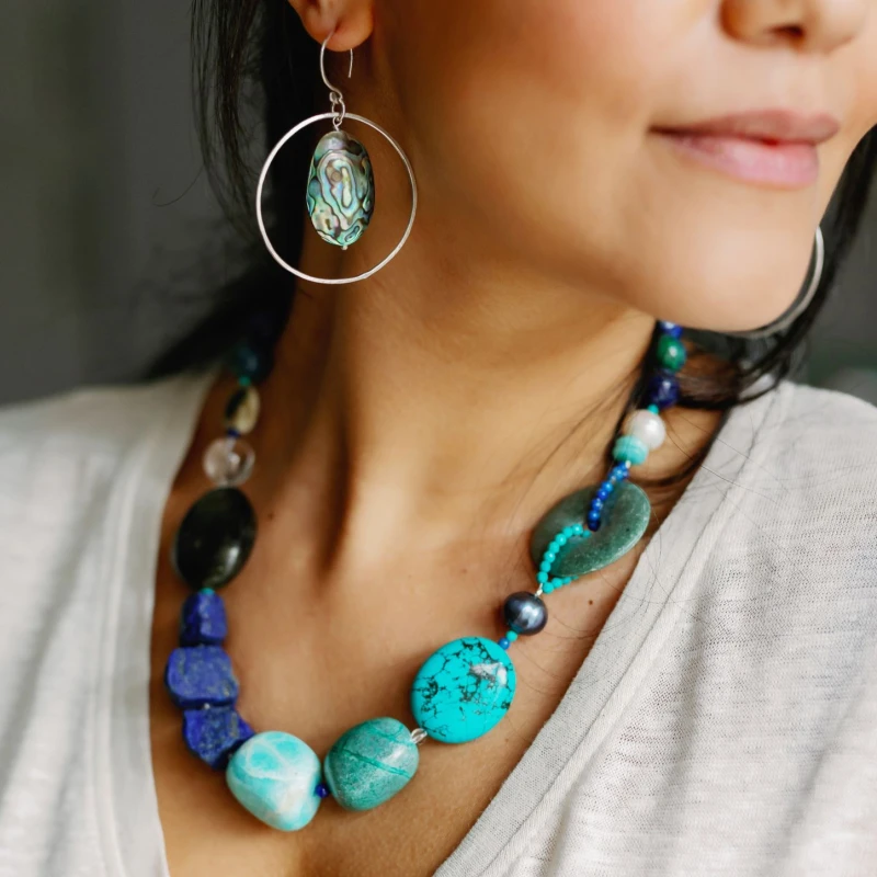 Water Rock necklace and Water Element earrings