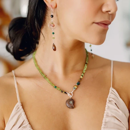 Earth Toggle necklace and Earth Amulet earrings