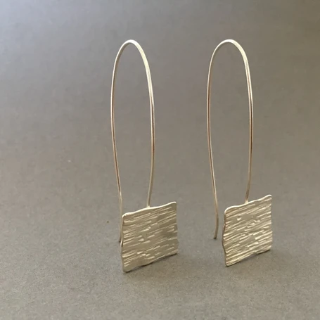tectonic plaque recycled silver drop hook earrings