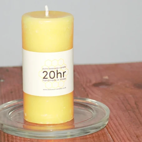 20 hour pure beeswax pillar candle