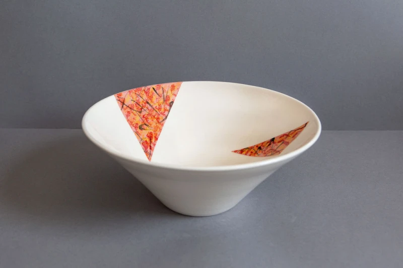 White Earthenware Bowl (Red)