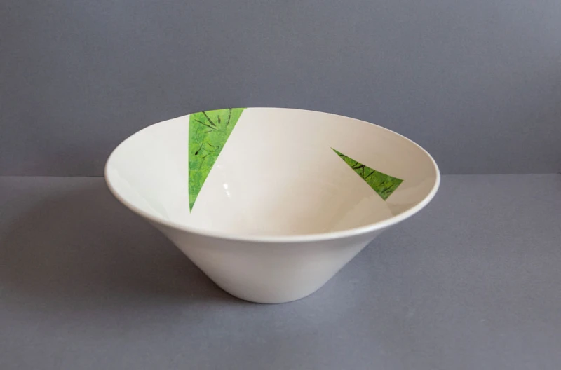 White Earthenware Bowl (Green)