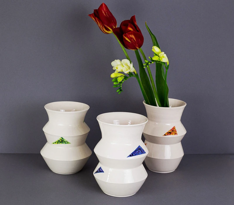 White Earthenware Vases (Concertina)