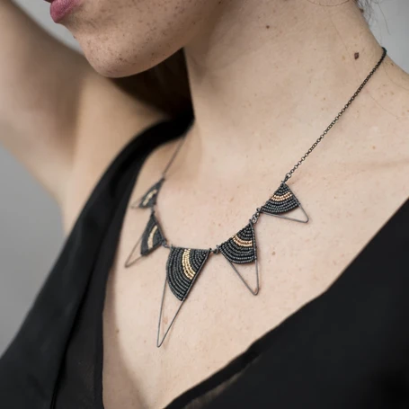 Geometric statement necklace by Judith Brown