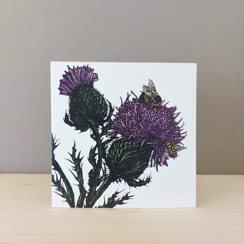 Thistles & Bees Blank Greeting card
