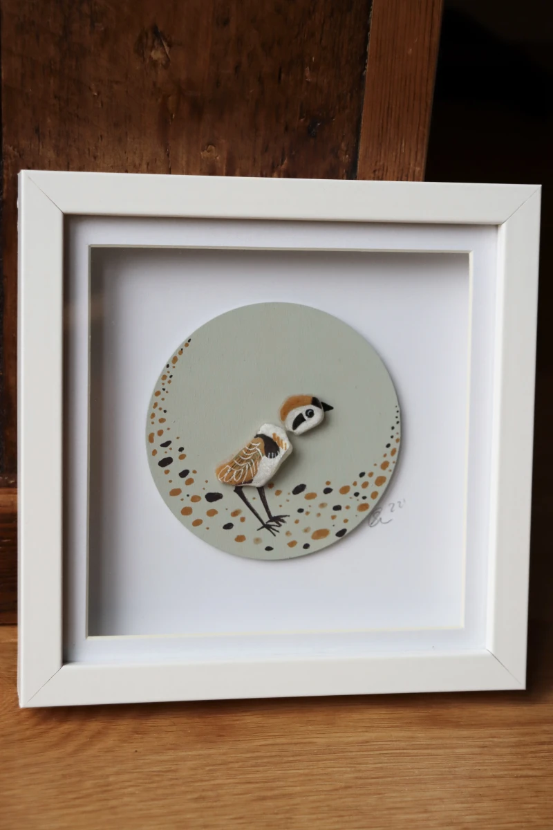 Plover sea glass bird hand painted on wood