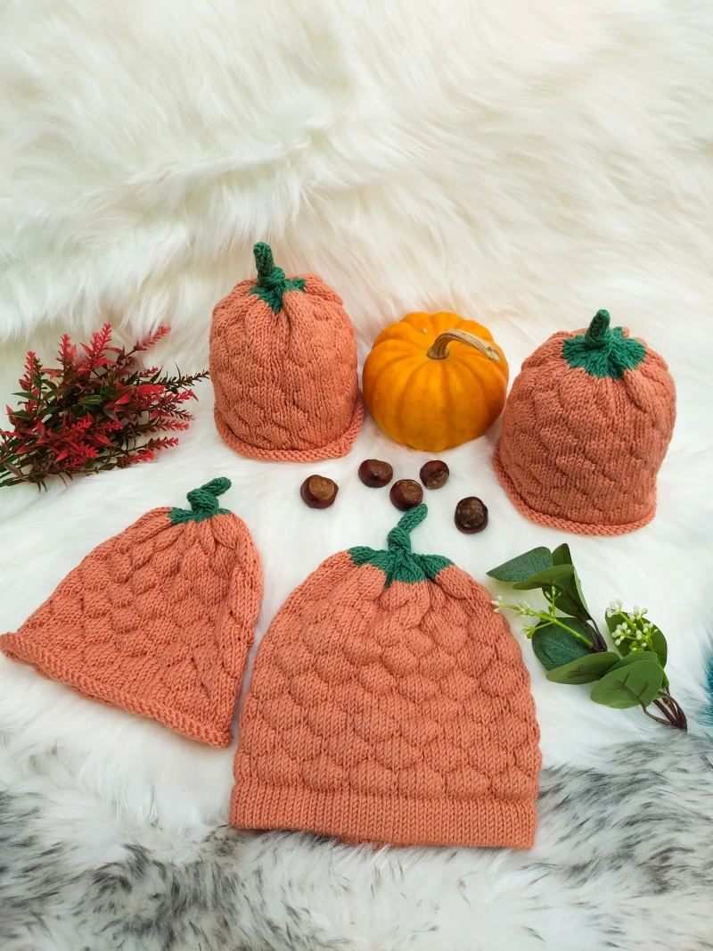 Merino Bumpy Pumpkin Hats (newborn to kids)