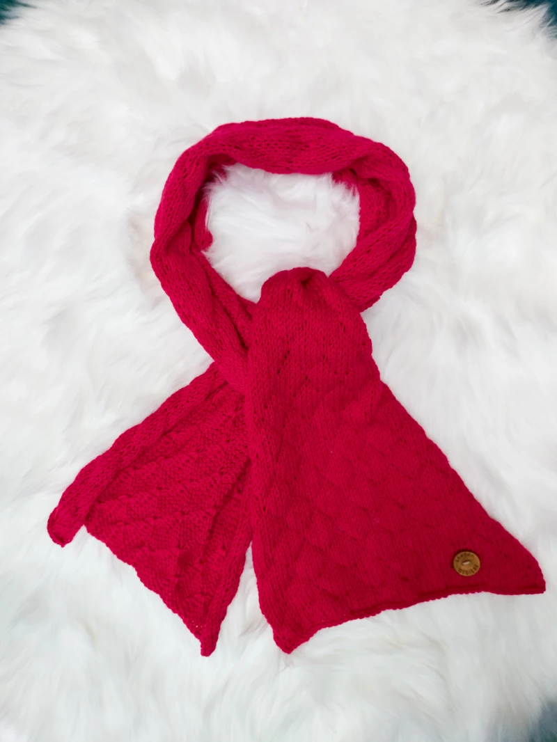 Reversible Merino Scarf Cherry Red