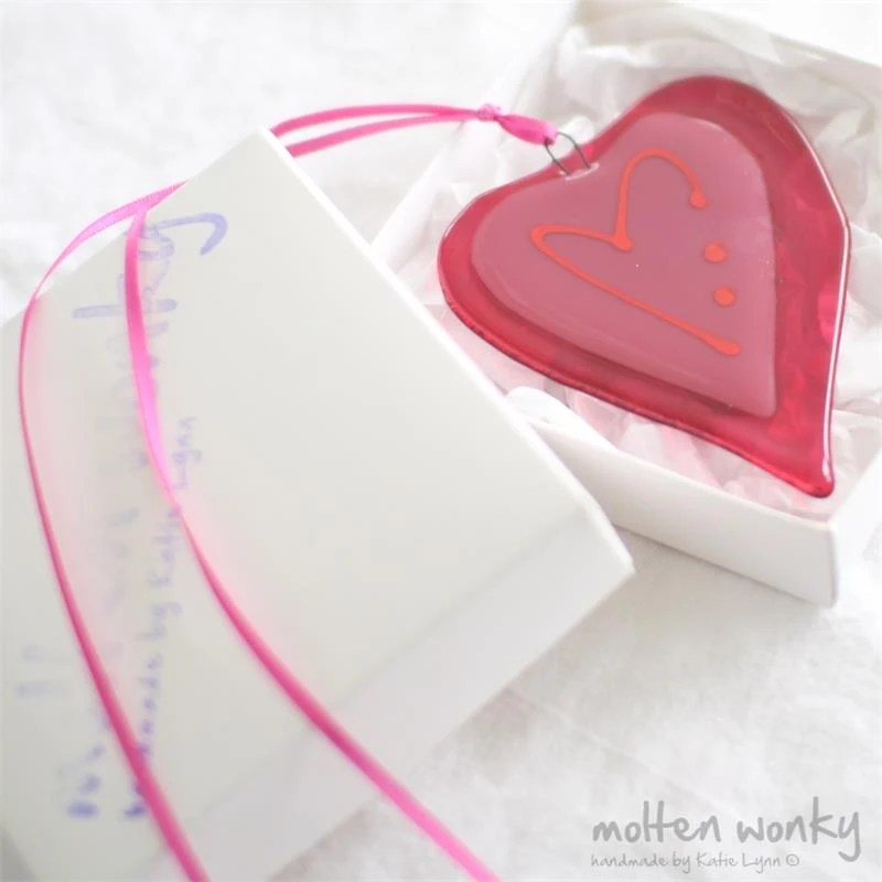 Fused Glass Wonky Love Heart 