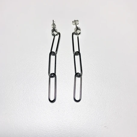 Paperclips Steel & Silver Earrings - 3 Links
