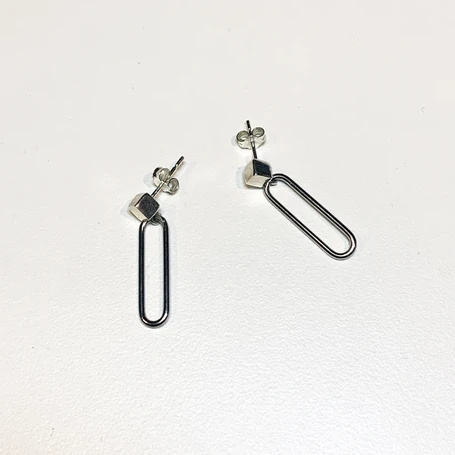 Paperclips Steel & Silver Earrings - 1 Link