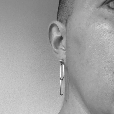 Paperclips Steel & Silver Earrings - 2 Links