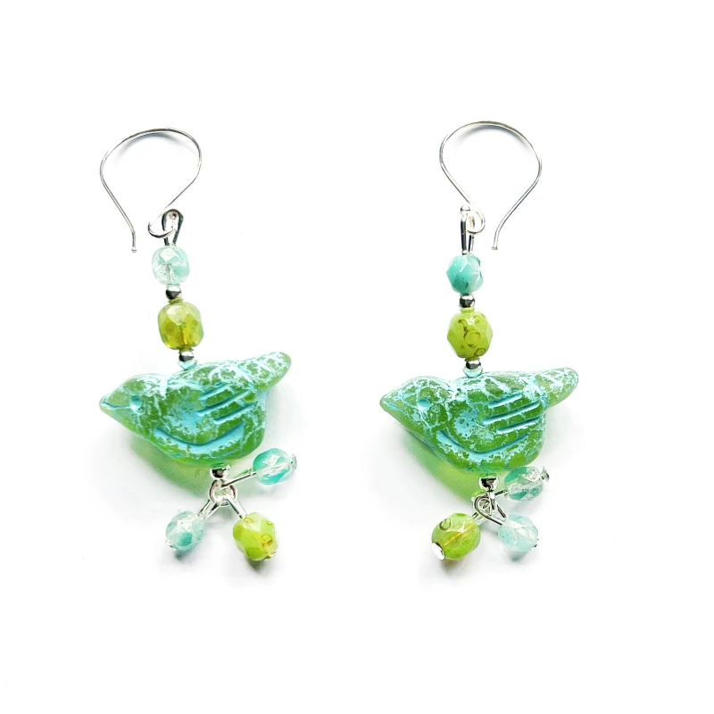 Turquoise/Green Birdy Earrings