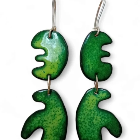 Hand cut enamelled earrings