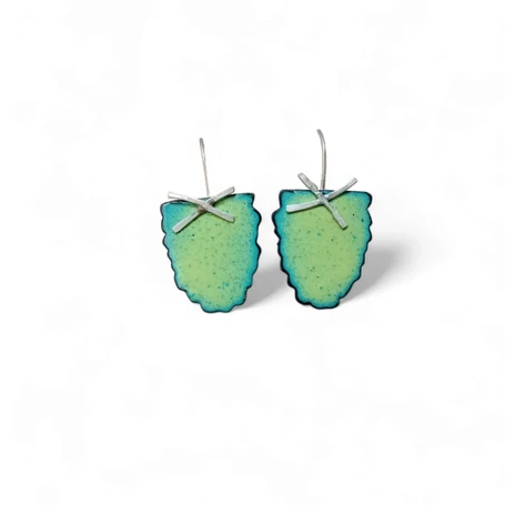 Hand cut enamel and Stirling silver earrings