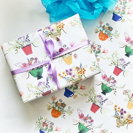 Joyful flowers patterned wrapping paper