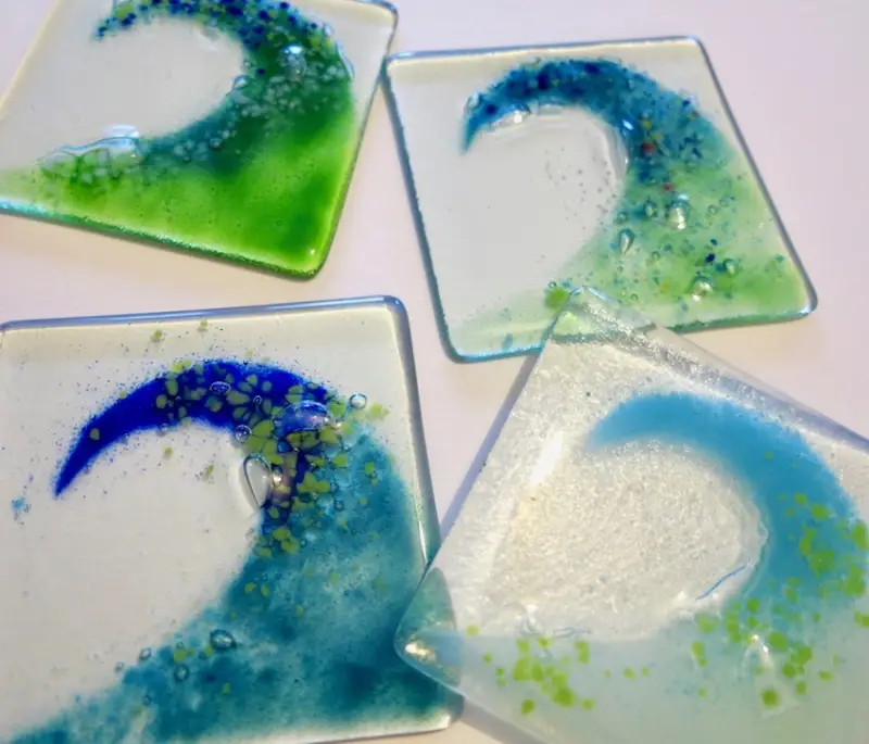 Fused Glass Wave Coasters