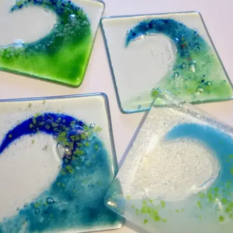 Fused Glass Wave Coasters