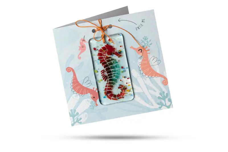 Fused Glass Present Card Seahorse