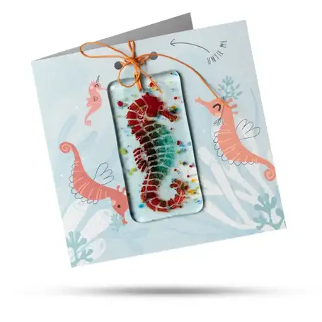 Fused Glass Present Card Seahorse