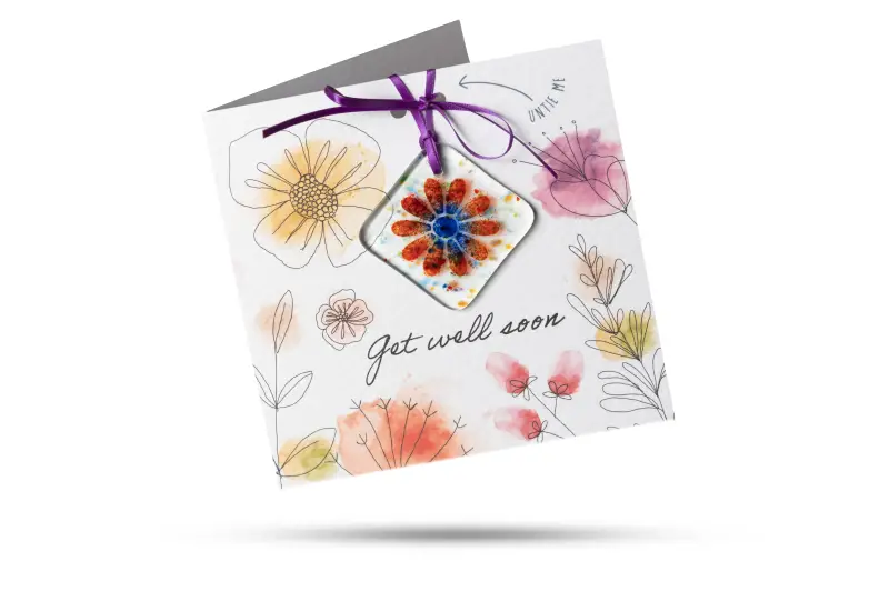 Fused Glass Present Card - Get Well Soon