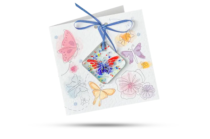 Fused Glass Present Card - Butterfly