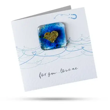 Fused Glass Magnet Card - For You...Love Me 