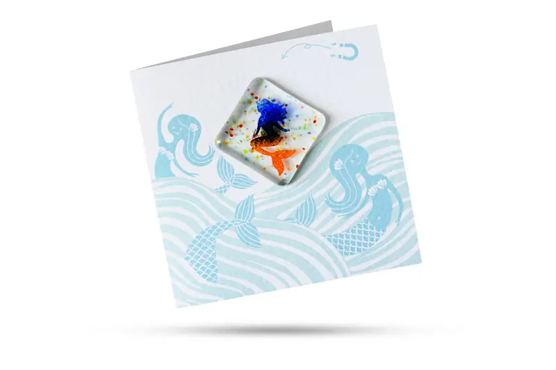 Fused Glass Magnet Card Mermaid