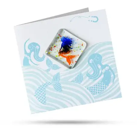 Fused Glass Magnet Card Mermaid