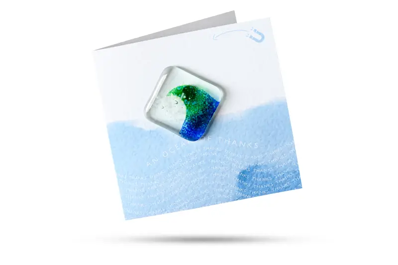 Fused Glass Magnet Card Ocean of Thanks