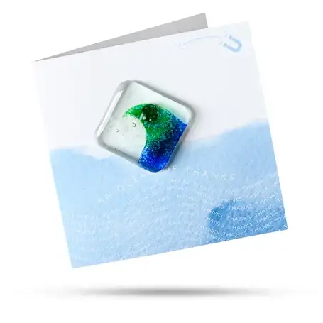 Fused Glass Magnet Card Ocean of Thanks