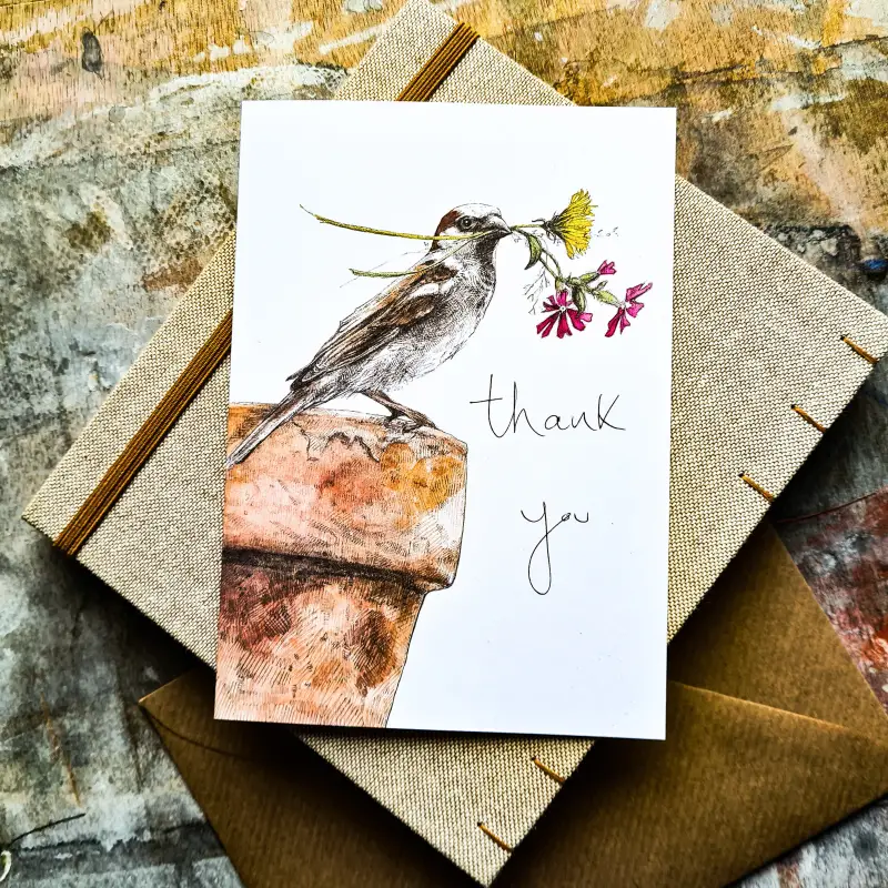Thank You (House Sparrow) - blank card HLG17
