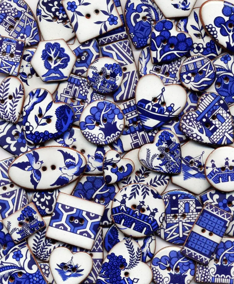 Ceramic Buttons - Willow Pattern Range