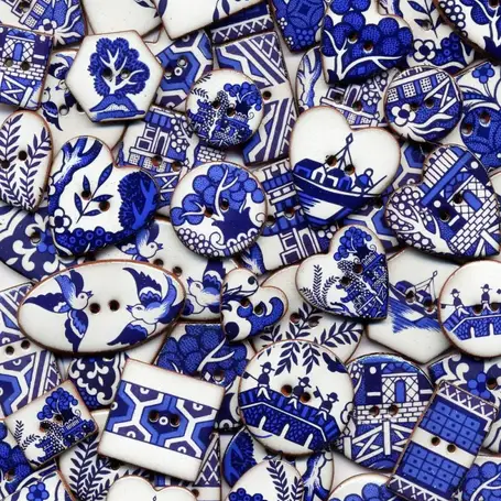 Ceramic Buttons - Willow Pattern Range