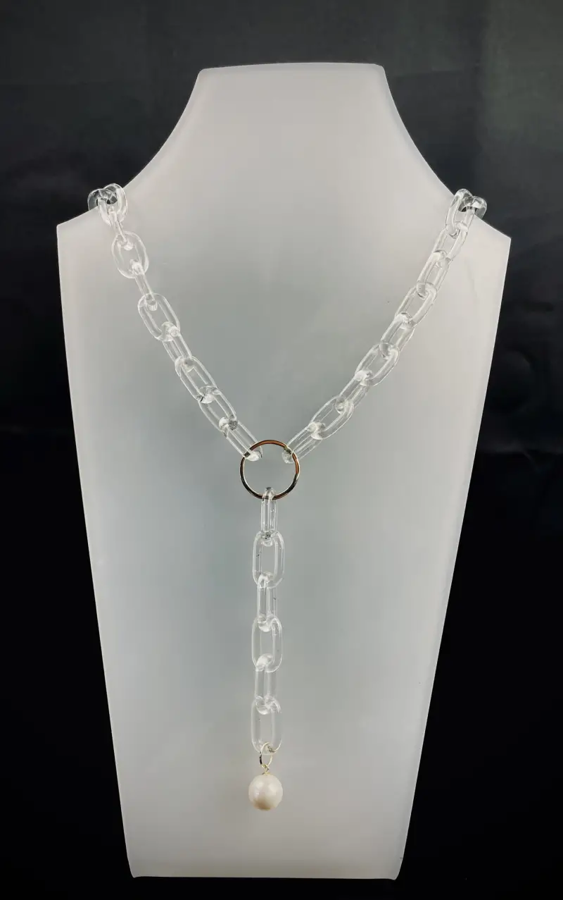 Borosilcate Glass and 9ct Gold Statment Necklace