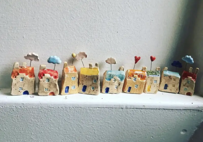 Tiny ceramic houses