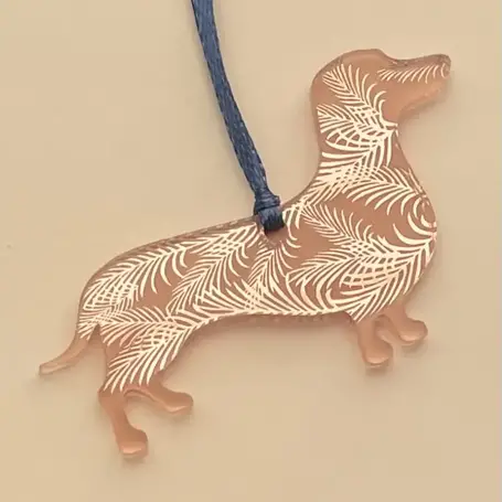 Mini decoration - sausage dog (rose gold mirrored 