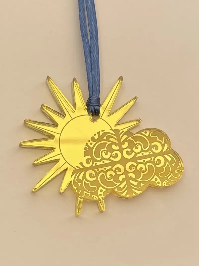 Mini decoration - sunshine in yellow mirrored acry