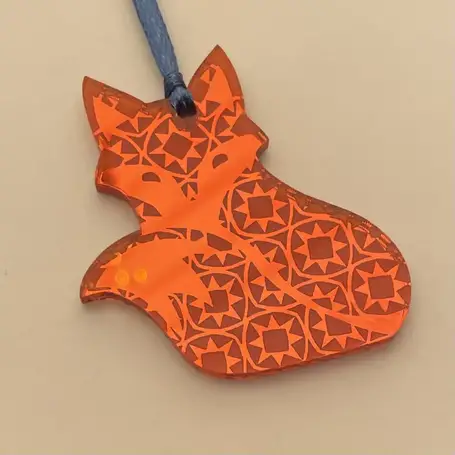 Mini decoration - fox in orange mirror acrylic