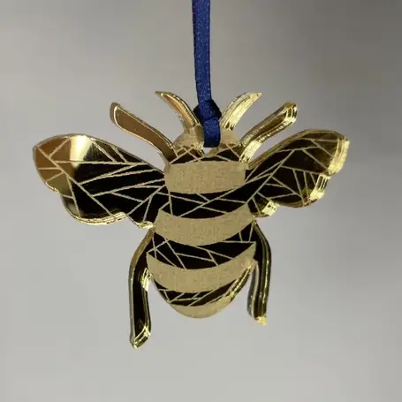 Mini decoration - bee in gold mirrored acrylic