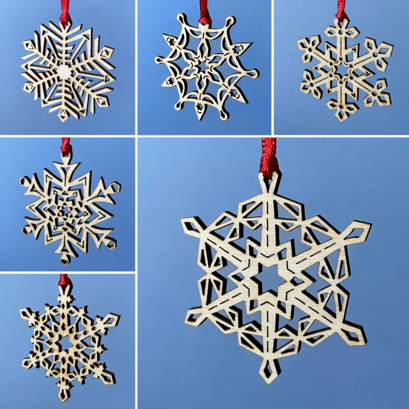 Mini decorations - new wooden snowflakes