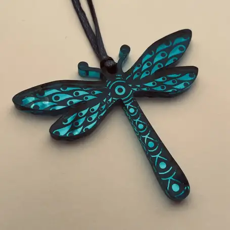 Mini decoration - dragonfly in teal mirror acrylic